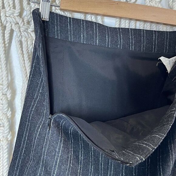 Gunex Trumpet Skirt US 4 Gray White Pinstripes Wool Blend Corpcore Minimalist - Picture 5 of 10